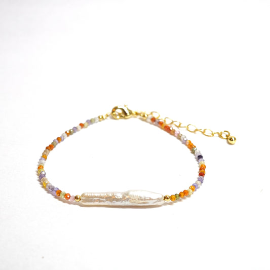 Buntes Zirkon-Barockperlenarmband