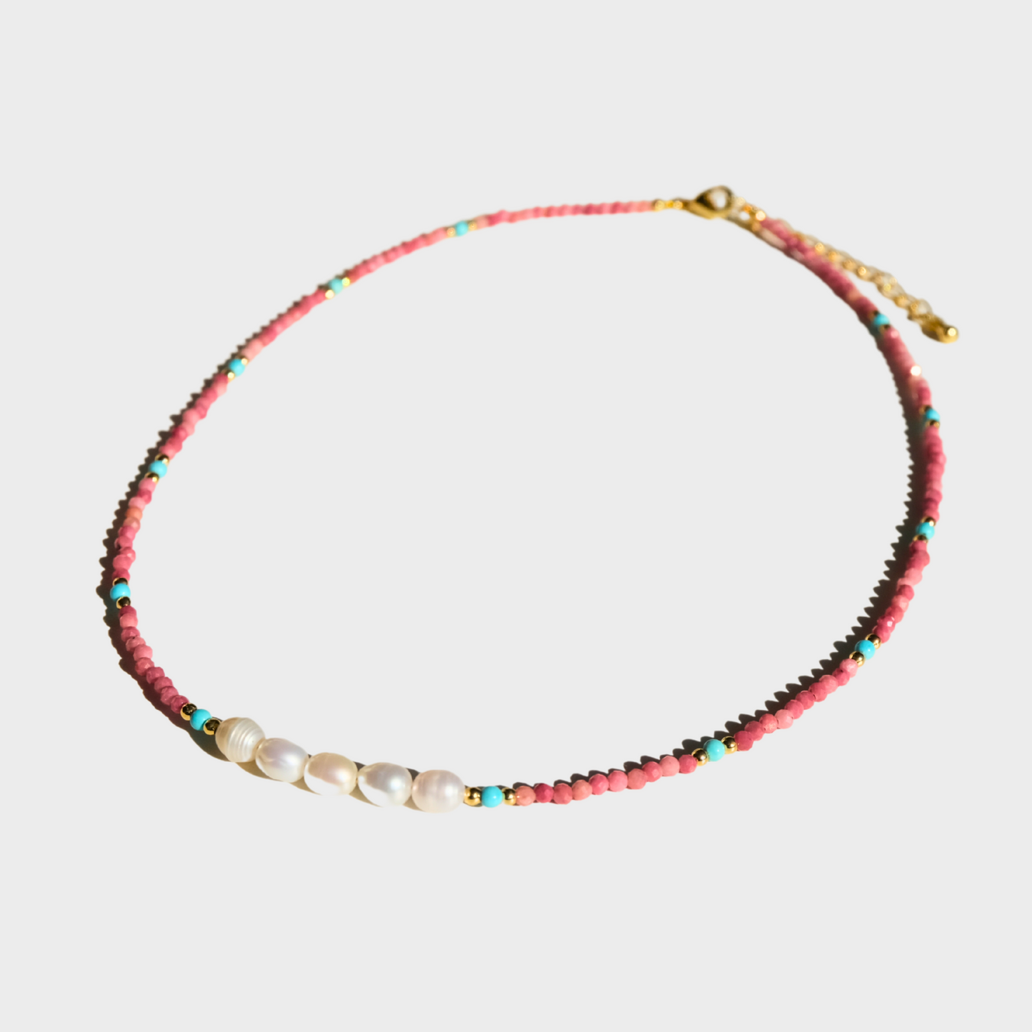 Collier de perles de rhodonite