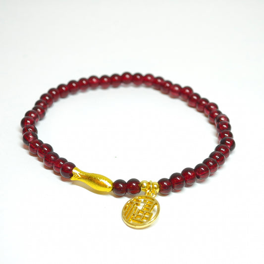 Granat-Armband „Goldfisch & Glück“