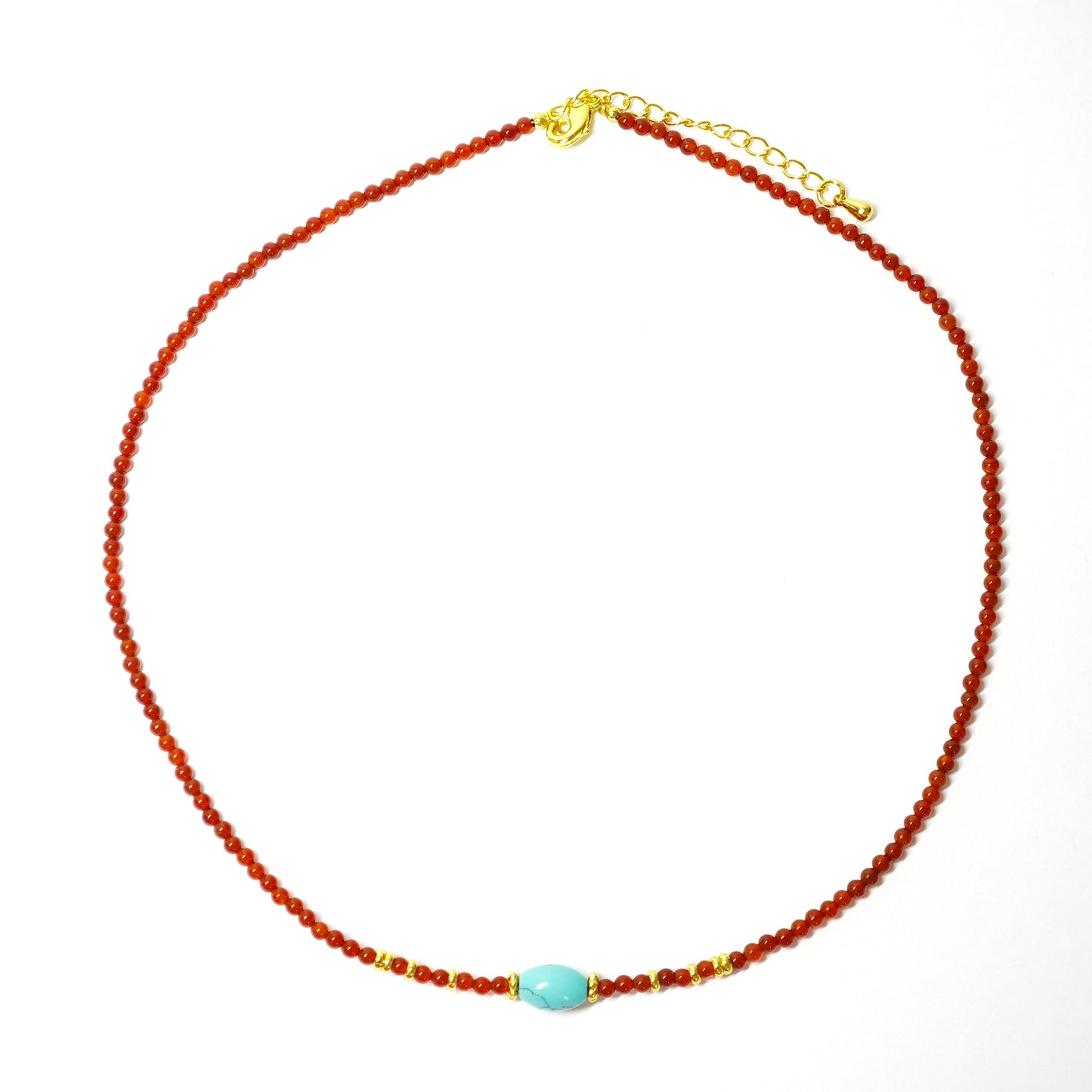 collier en agate rouge avec turquoise