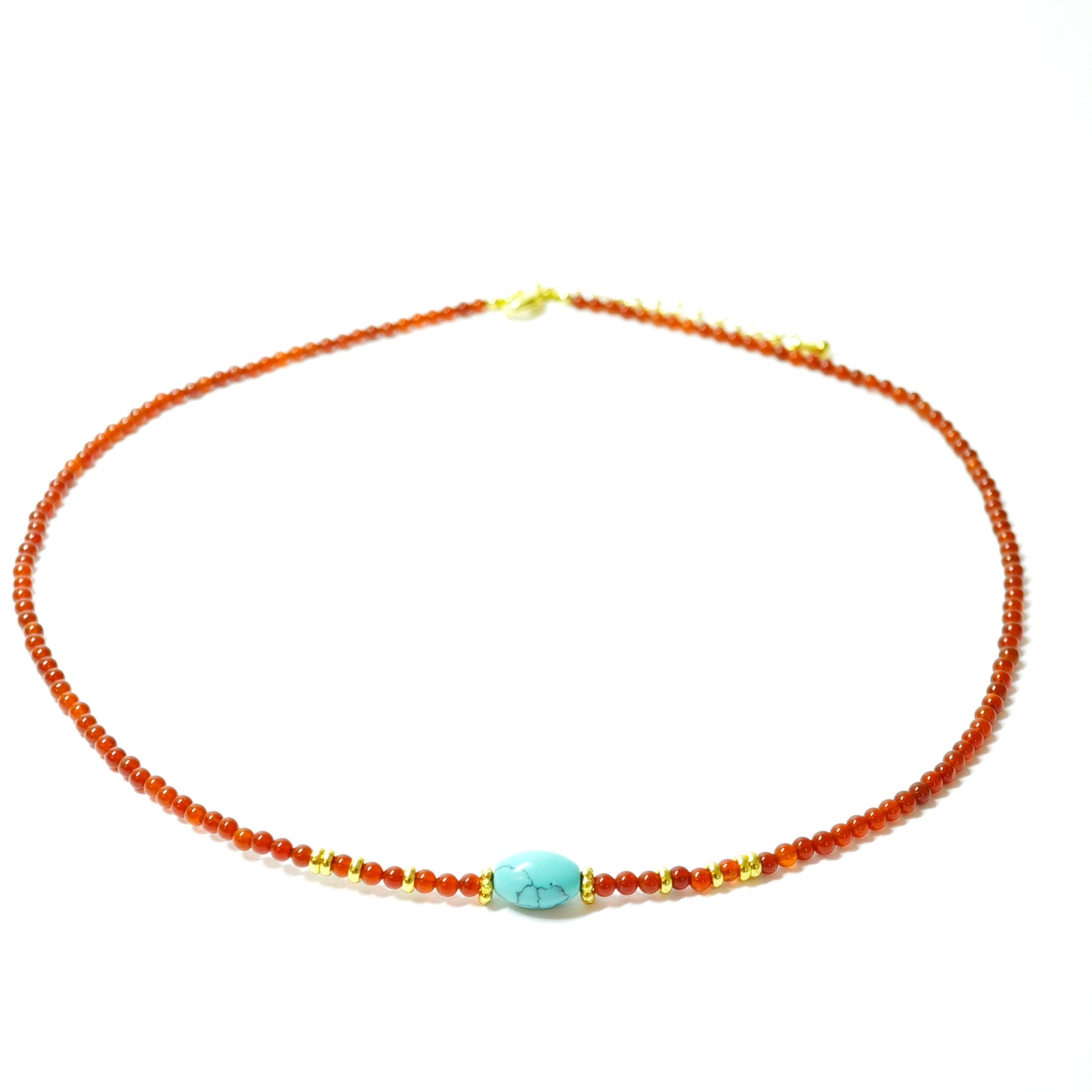 collier en agate rouge avec turquoise