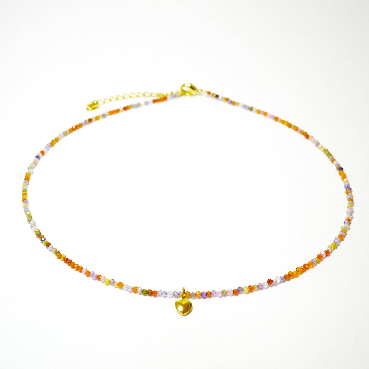 Colorful zircon necklace with heart
