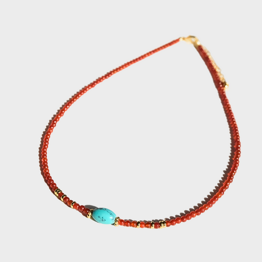 rote Achatkette mit Türkis