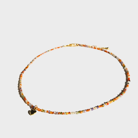 Bunte Zirkon Halskette mit Herz