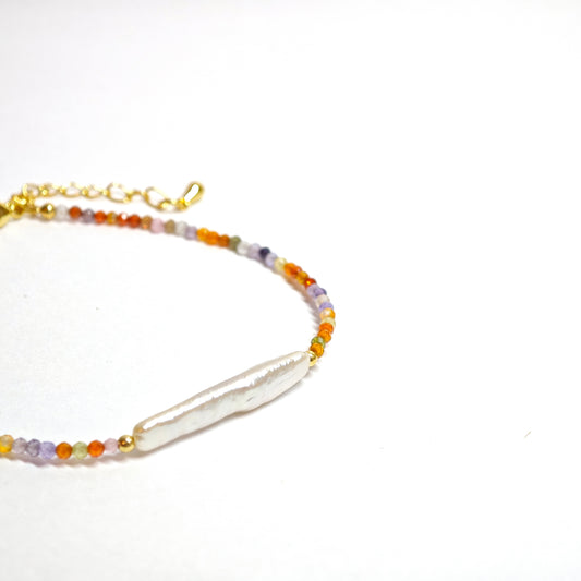 Buntes Zirkon-Barockperlenarmband