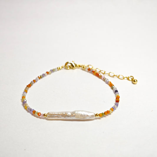 Buntes Zirkon-Barockperlenarmband