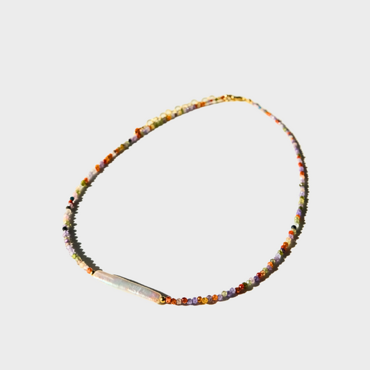 farbige Zirkonkette mit Barockperle
