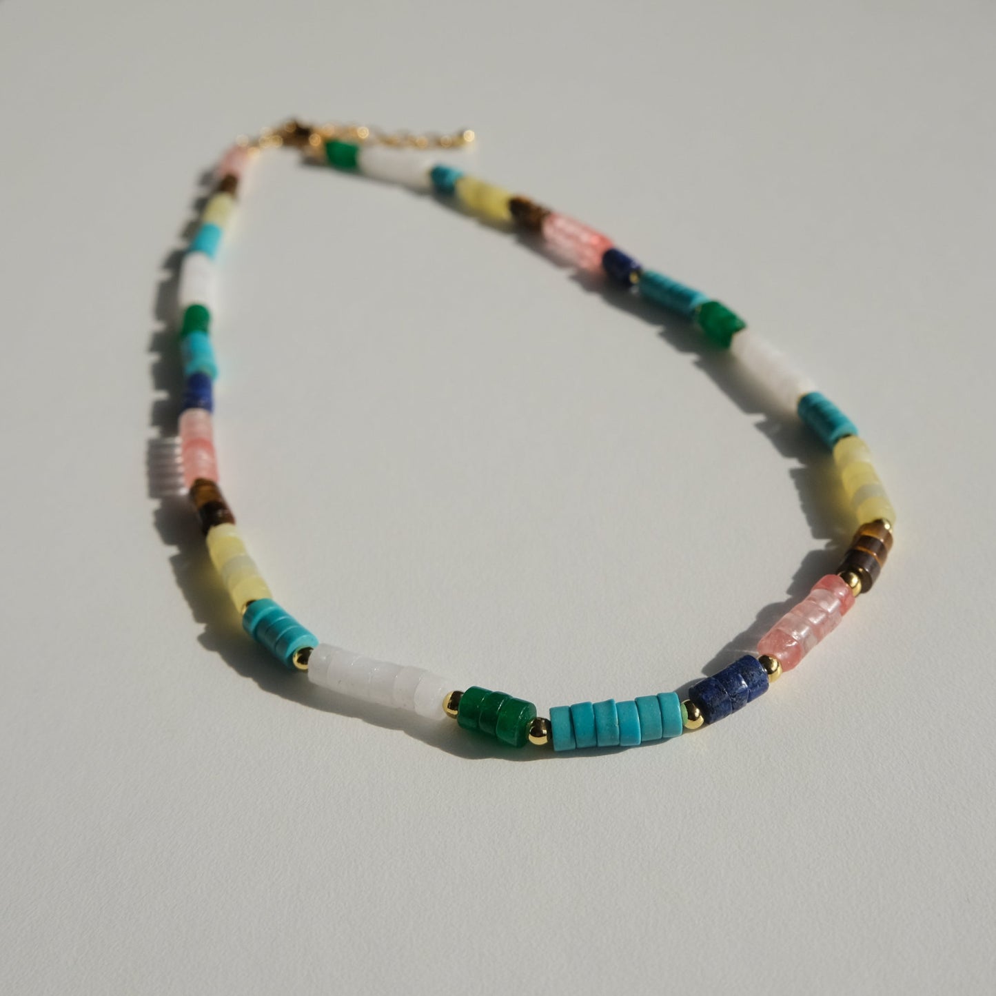 Colorful necklace made of natural stone beads