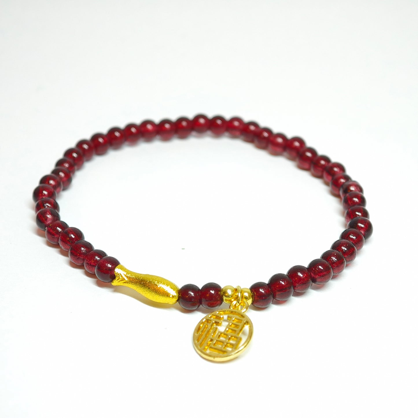 Granat-Armband „Goldfisch & Glück“