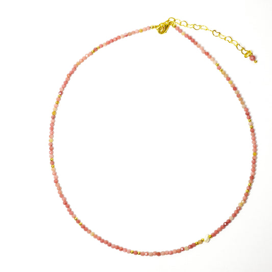 Rhodonit-Halskette mit Perle