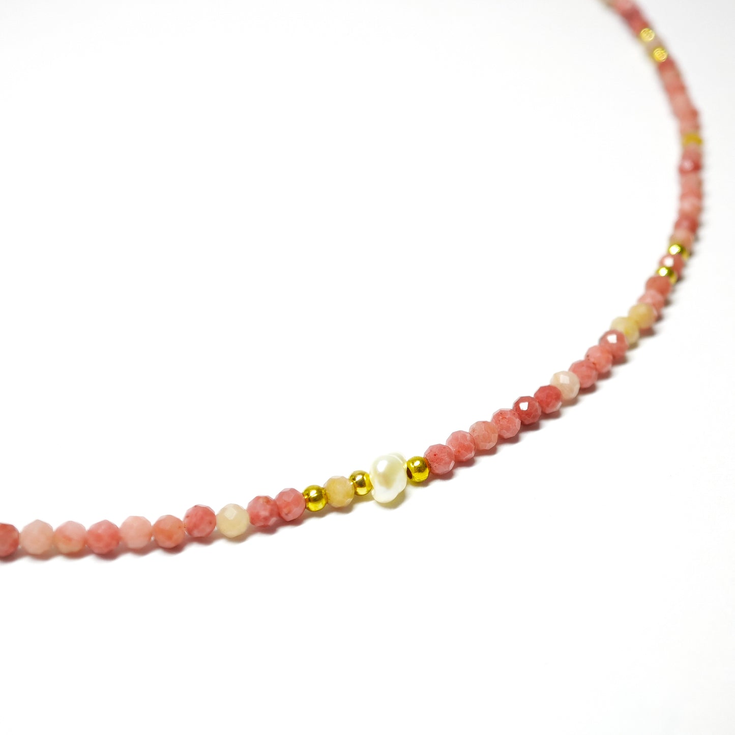 Rhodonite necklace with pearl