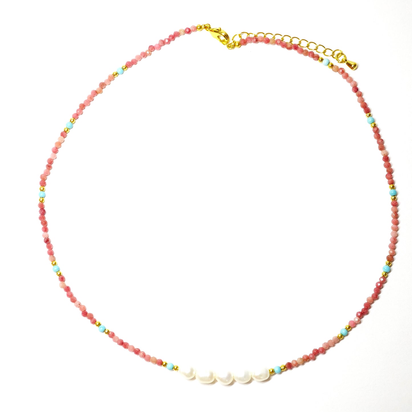 Rhodonite pearl necklace