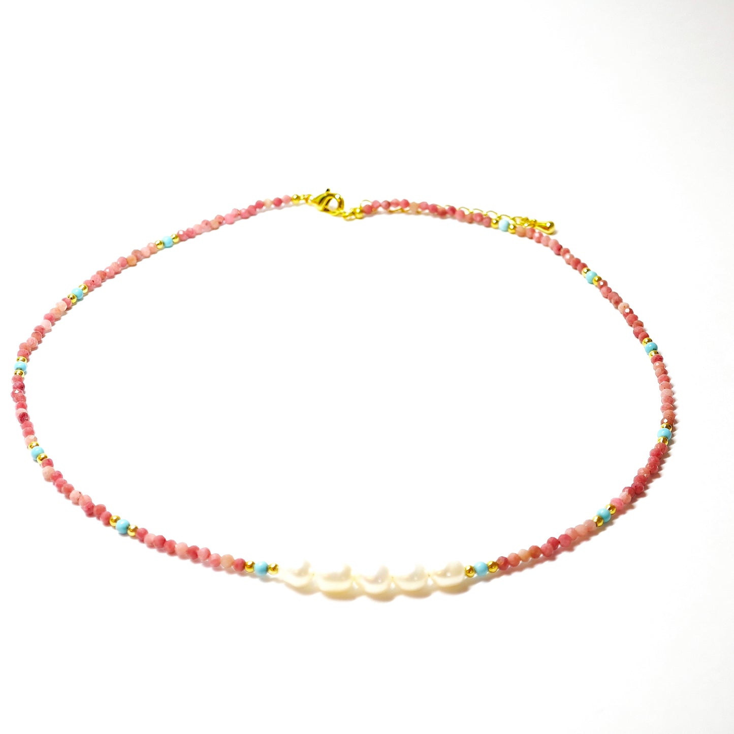 Rhodonite pearl necklace