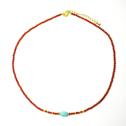 rote Achatkette mit Türkis