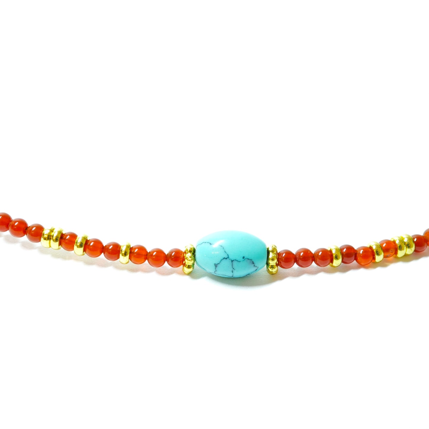 collier en agate rouge avec turquoise