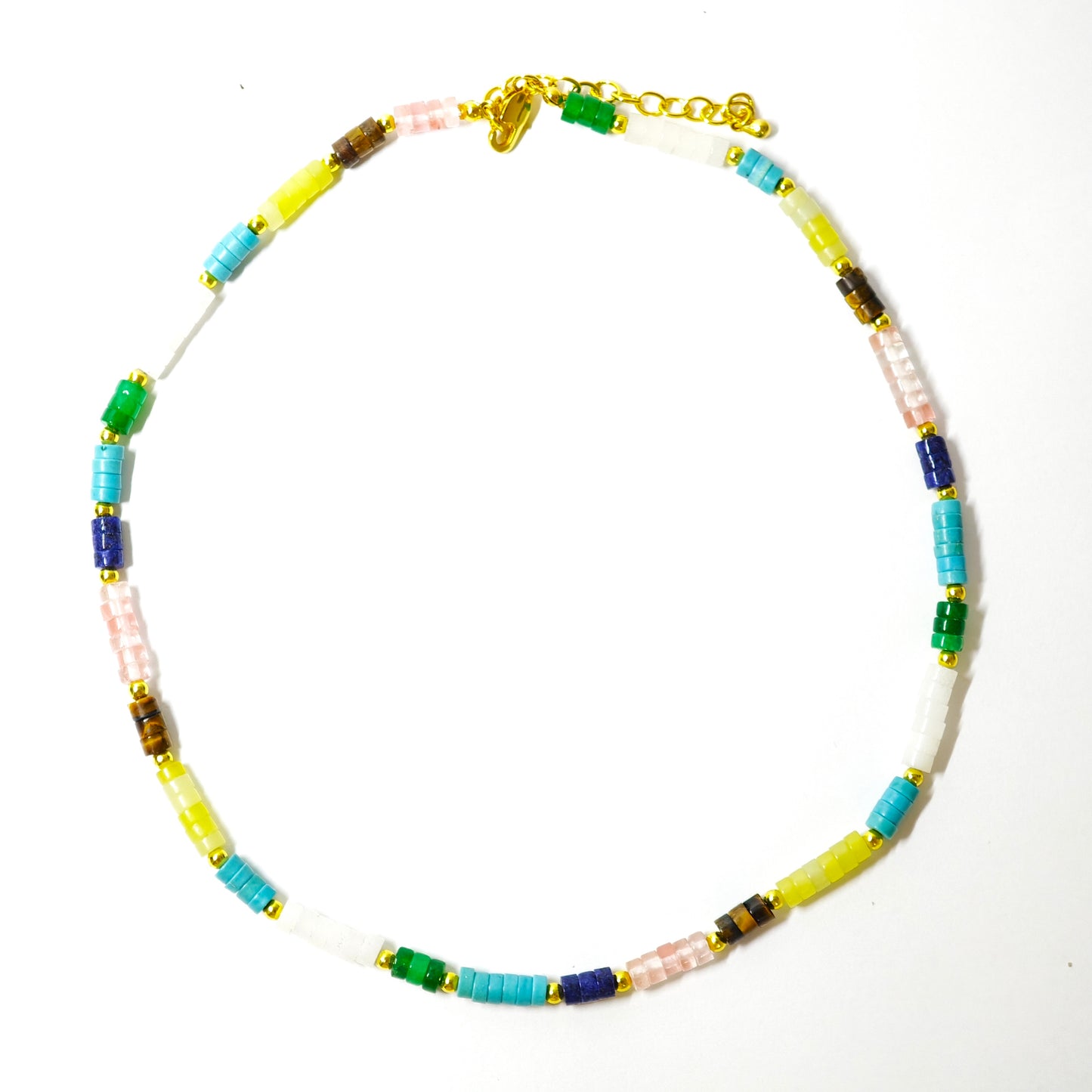 Colorful necklace made of natural stone beads