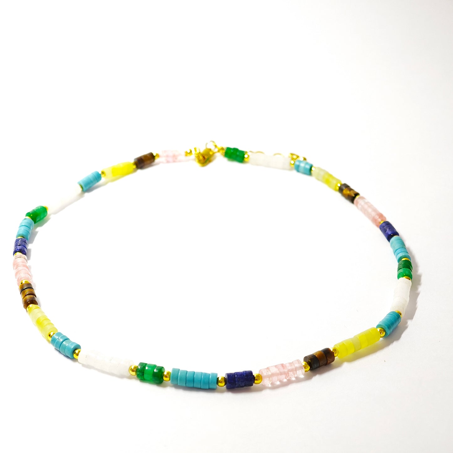 Colorful necklace made of natural stone beads