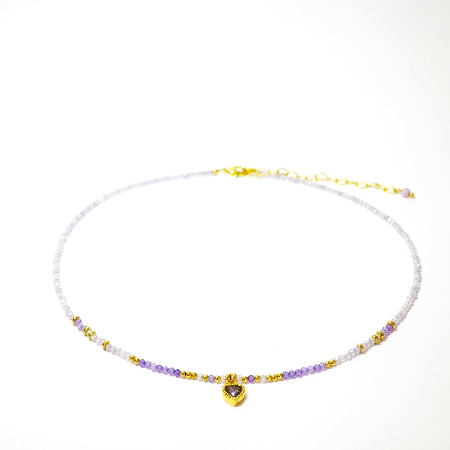 Collier cœur en zircon violet