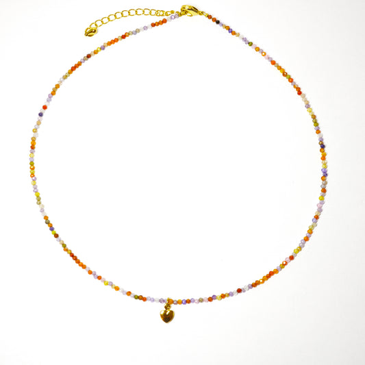 Bunte Zirkon Halskette mit Herz