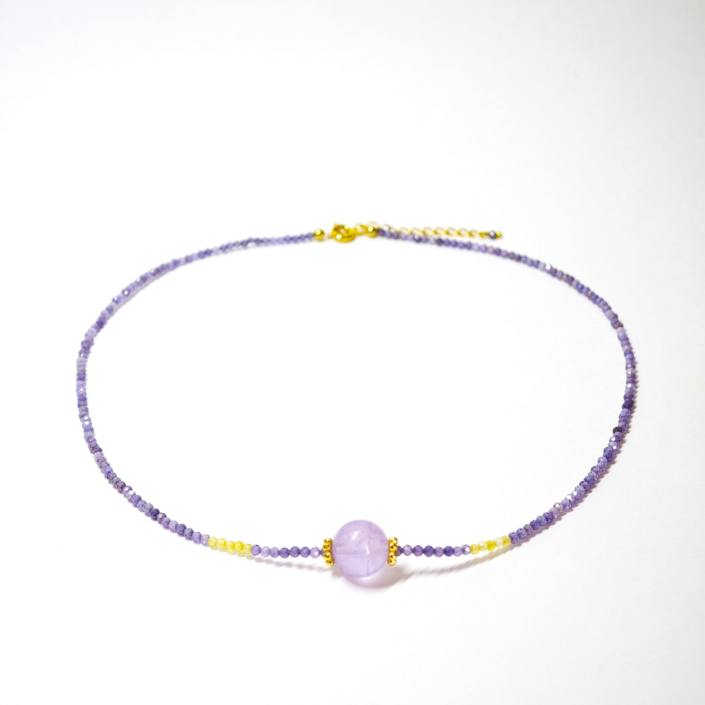 Lila Zirkon Halskette mit Amethyst