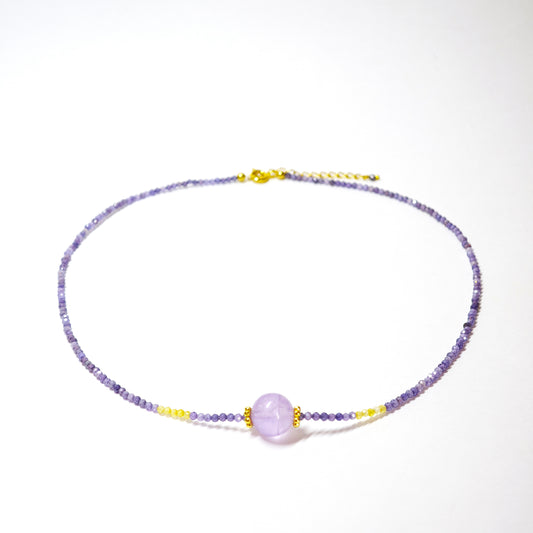 Lila Zirkon Halskette mit Amethyst