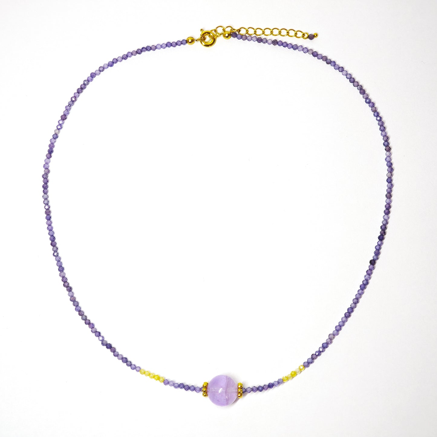 Lila Zirkon Halskette mit Amethyst
