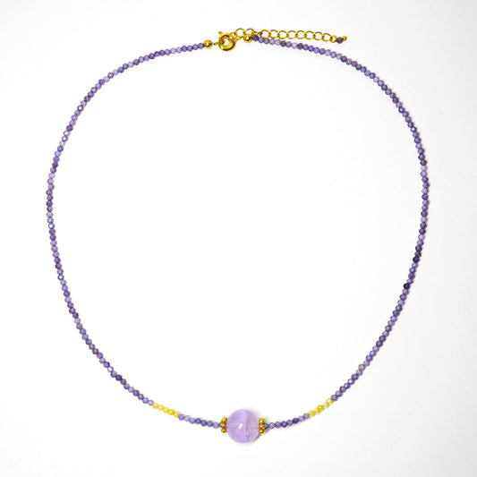Lila Zirkon Halskette mit Amethyst